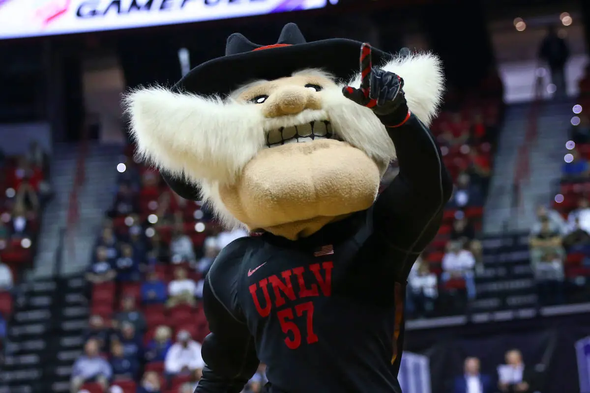 Hey Reb! on the floor at a Mountain West tournament game
