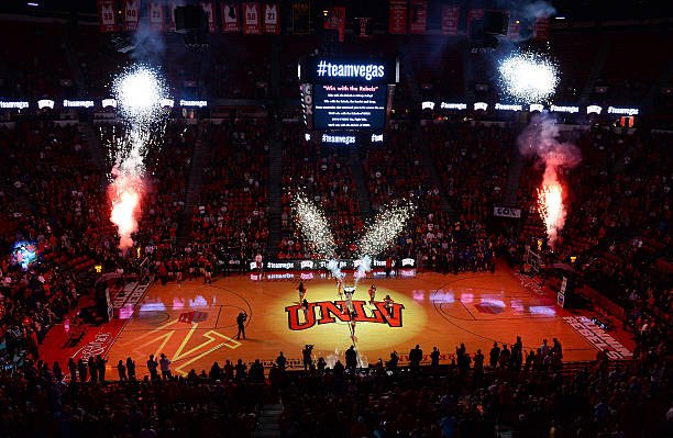 Fireworks over the arena at a Rebels game